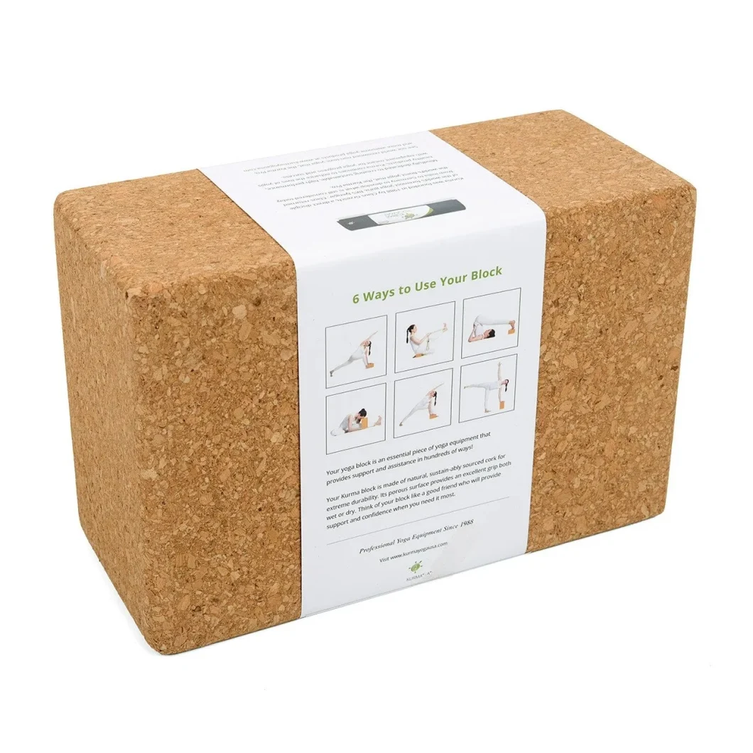 Hot Selling Natural Cork Anti Slip Eco-Friendly Recycled Organic Custom Print Cork Yoga Blocks for Fitness